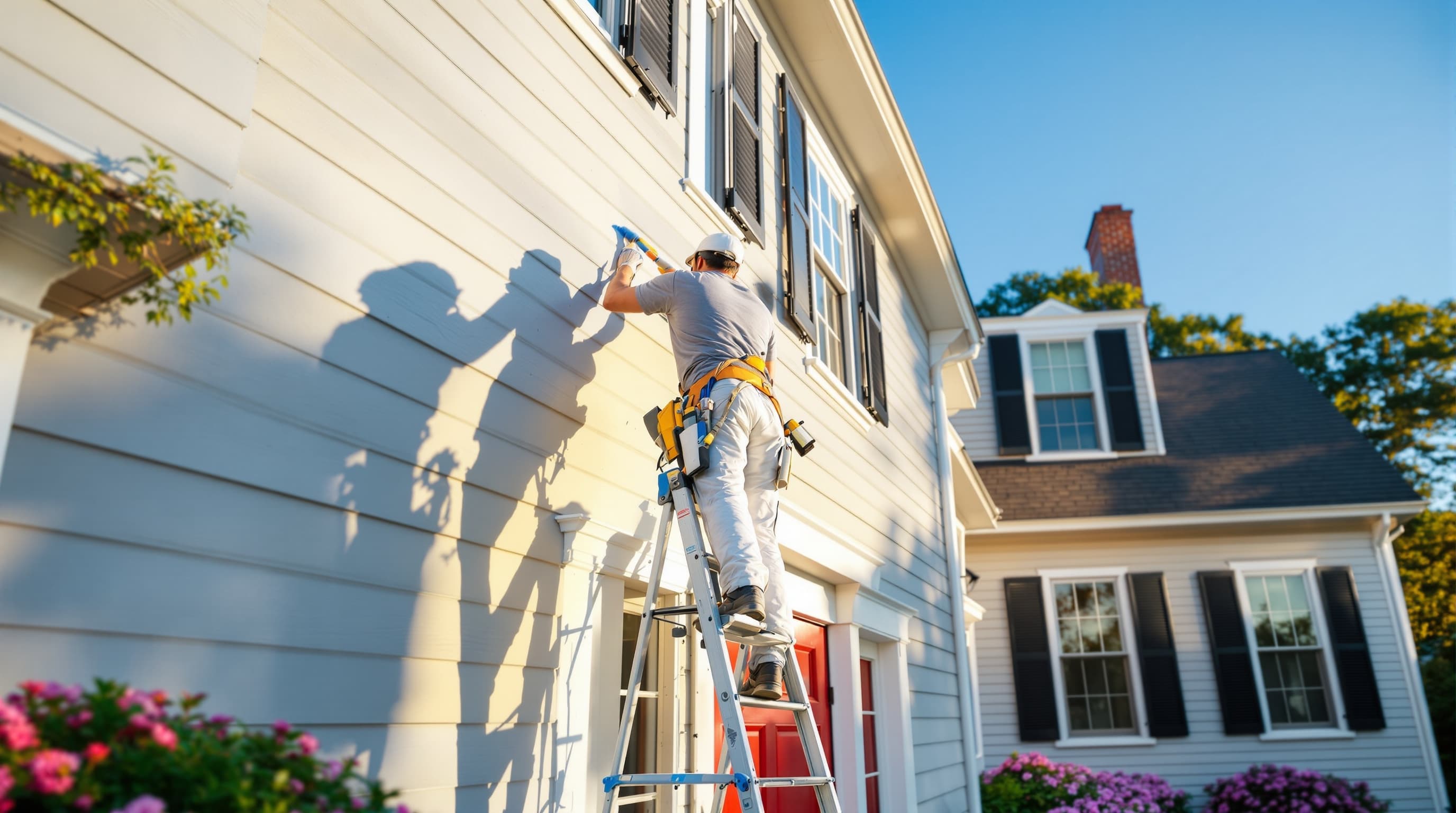 LI Painting Pros crew working on a Long Island home